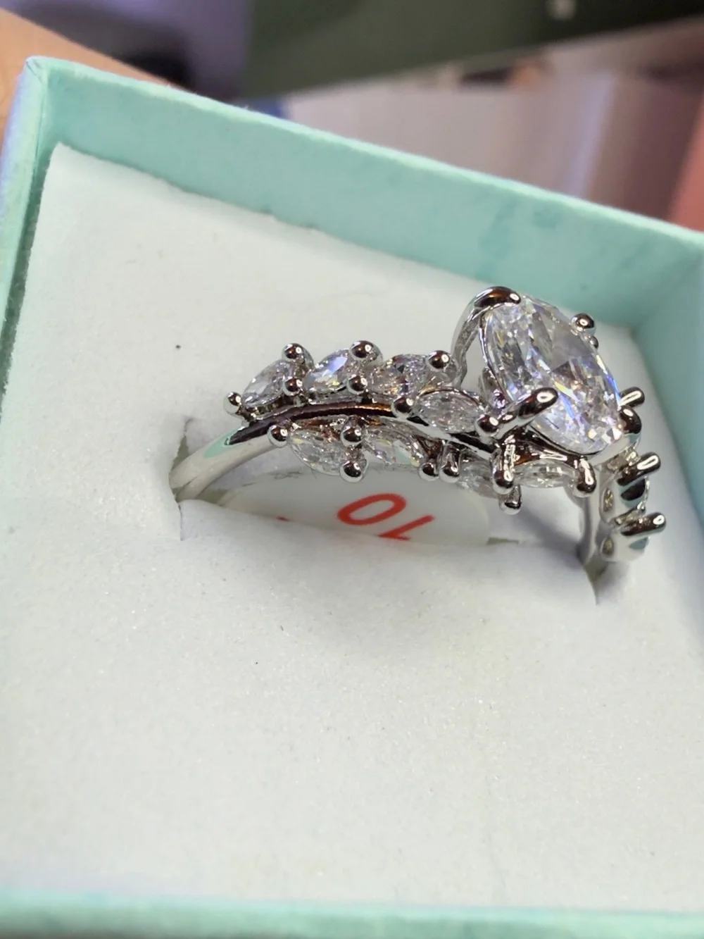 Oval CZ Stone Silver 925 stamp Halo Ring